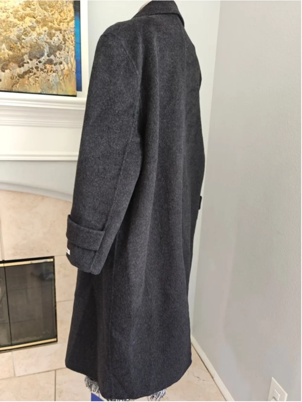 Handmade Wool & Alpaca Blend Long Coat | Charcoal Gray Korean Minimalist